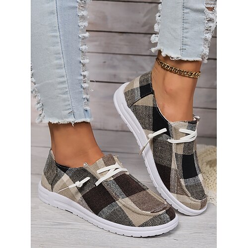 Damen-Slipper mit Karomuster – gemütliche Freizeitschuhe für Weihnachten, Wintertreffen und festliche Entspannung Image