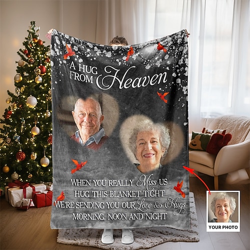 Personalisierte Fotodecke - personalisierte Weihnachts-Gedenkgeschenke zum Verlust von Mama und Papa - Deine Liebe wird immer unser Leitfaden sein Image