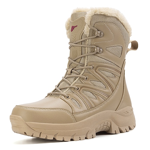 beige isolierte Herren-Schneestiefel mit Schnürung – warmes und bequemes Schuhwerk für Winterreisen und Outdoor-Aktivitäten im Urlaub Image