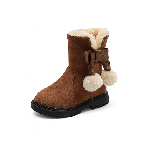 Rote Weihnachtsstiefel aus Samt für Kinder mit Bommeln und Schleife – festlicher Feiertagsstil, perfekt für Weihnachtsfeiern und Winterfeste Image