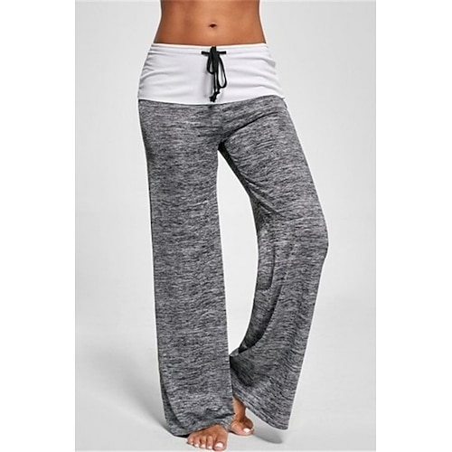 Damen Jogginghose Hose Freizeithose Palazzo-Hose Urlaub Mode Streetwear Volle Länge Hohe Taille Einfach Kordelzug Elastischer Bund Gerader Schnitt Komfort Weich Atmungsaktiv Dehnbar Outdoor Yoga Image