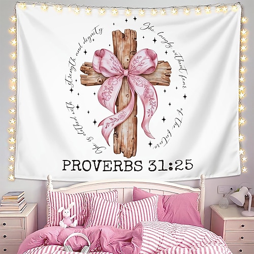 Tapisserie Banner Decke Religion 圣经 Niedlich 3D Schlafzimmer Wohnzimmer Wohnheim Jugendzimmer Studentenwohnheim Wandveranda Wohndeko Image