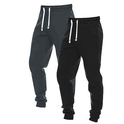 Herren Jogginghose Hose Freizeithose Outdoorhose Kordelzug Elastischer Bund Mehrfachpackung Einfach Komfort Volle Länge Lässig Täglich Ferien Einfach Klassicher Stil SchwarzMarineblau Image