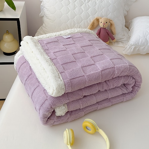 Einfarbige Decke mit römischen Säulen, dicke Taff-Samt-Überwurfdecke für Kinder, warme Winter-Klimaanlagendecke, weiche, gemütliche Nickerchendecke für Bett oder Sofa Image