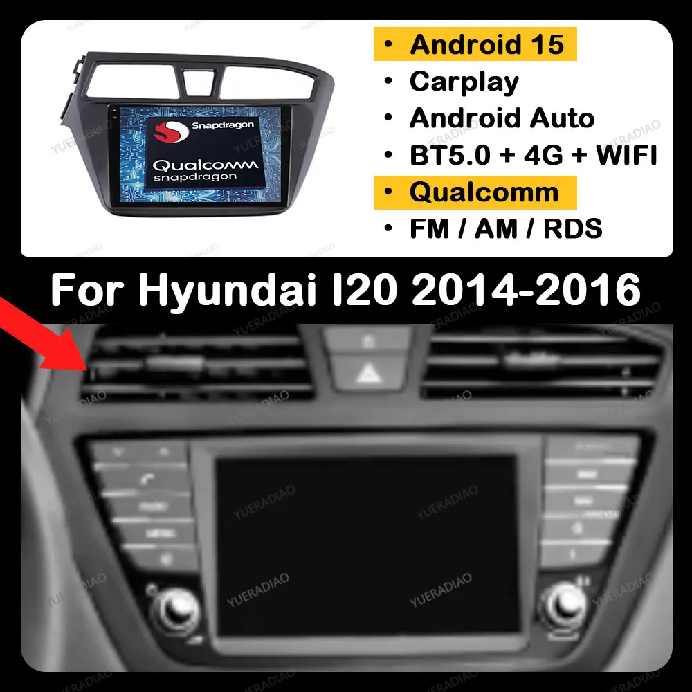 Android 15 Auto Radio Für Hyundai I20 2 II GB 2014 2015 2016 2018 GPS NAVI 2DIN BT Multimedia Video Player kopf Einheit QLED 4G WIFI Image