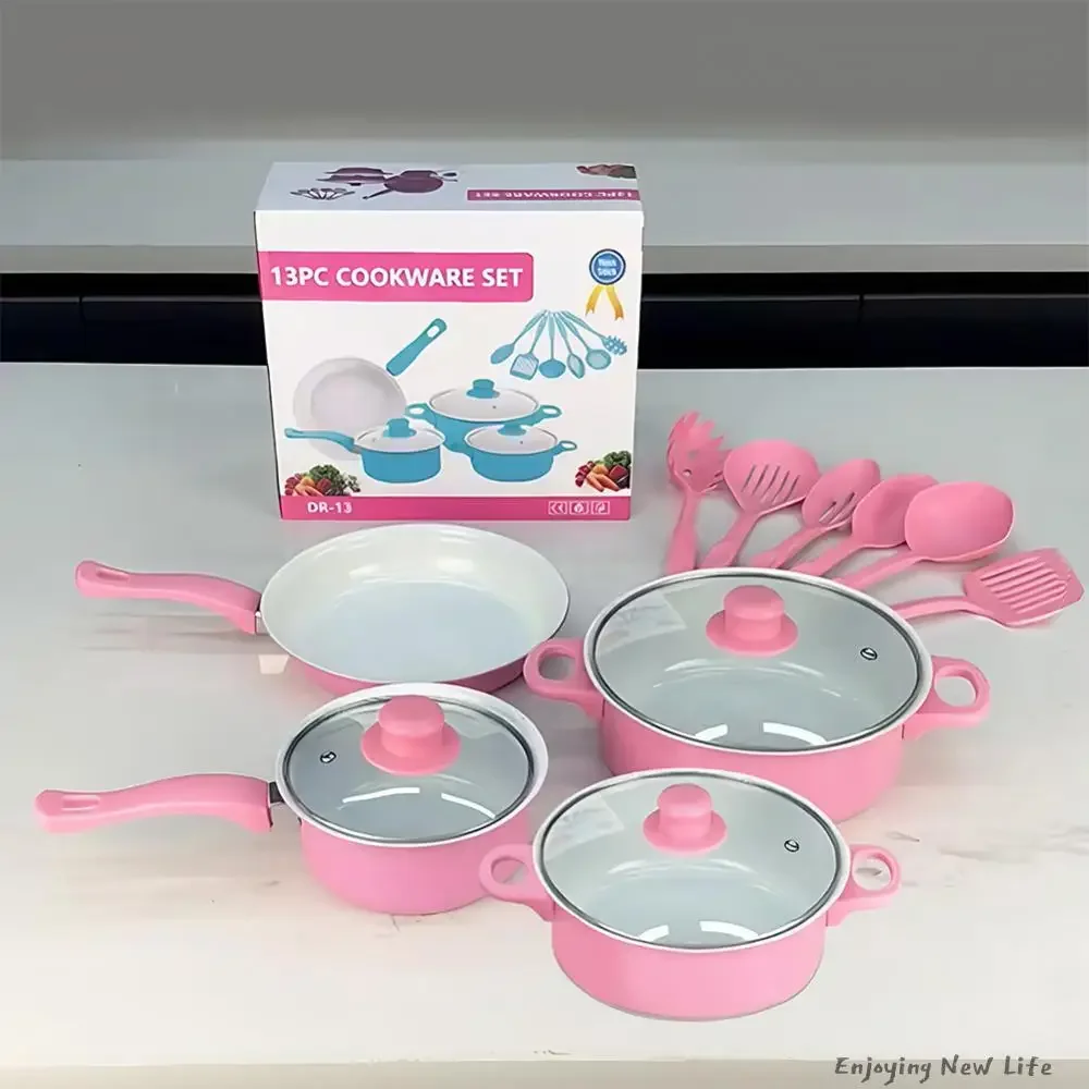 12-teiliges Antihaft-Kochgeschirr-Set, tiefe Bratpfanne mit Deckel, Milchtopf, Maifan-Stein-Bratpfanne, stapelbares Topf-Set für alle Kochfelder Image