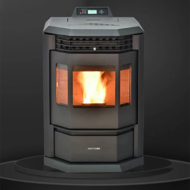Pelletofen, freistehender Kamin, automatische Zuführung, Holz, schnelle Erwärmung, für Zuhause, schwarz, umweltfreundlicher Stahl, moderne Kaminheizung