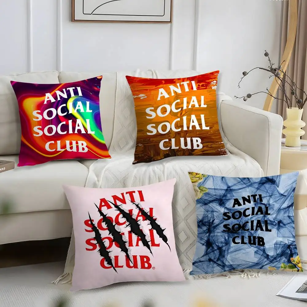 A-Anti Social Social Club Kissenbezug, kurzer Plüschdruck, Kissenbezug, quadratisch, Dekokissenbezüge, Sofa, Heimdekoration Image
