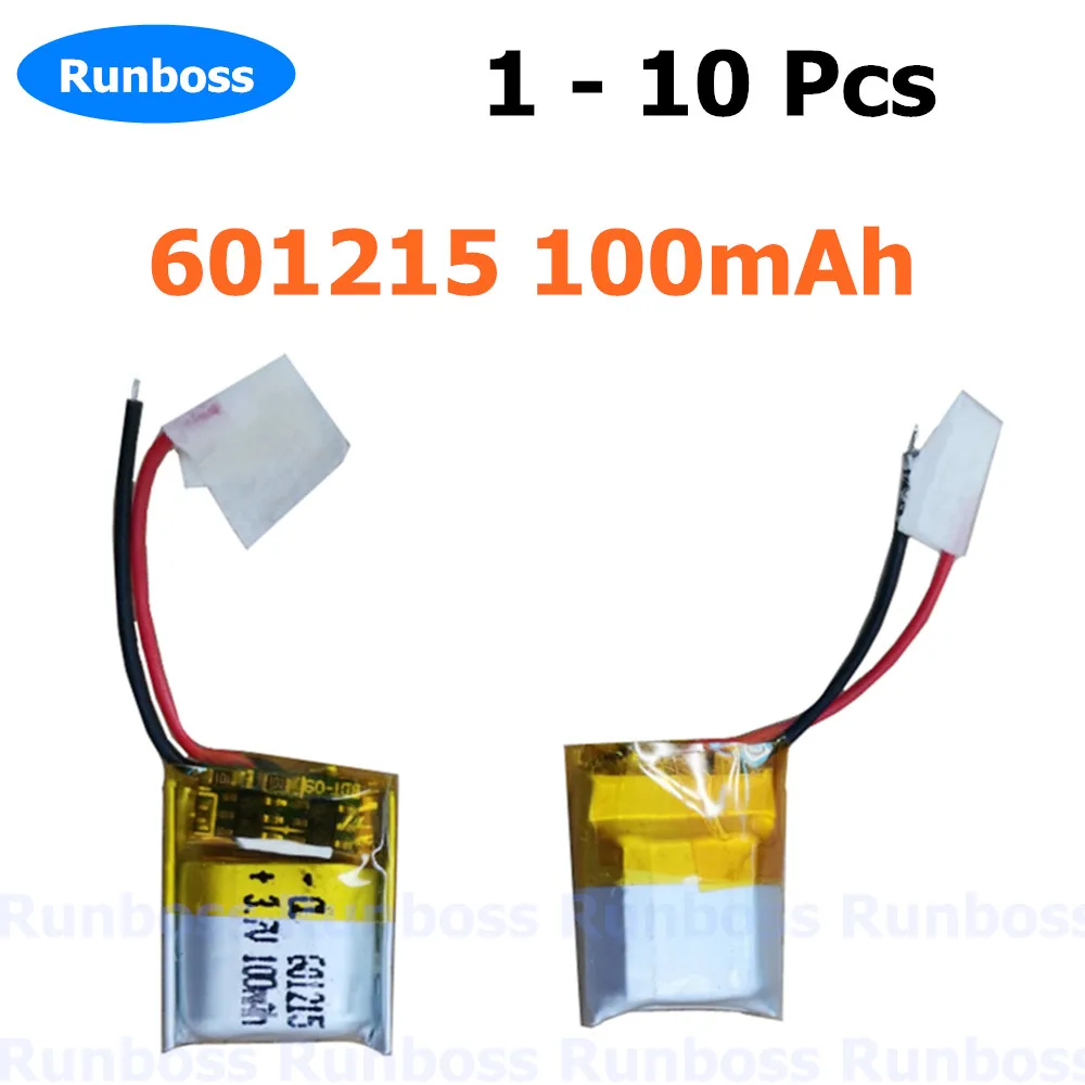 1-10 Pcs 3.7V 100mAh 601215 Rechargeable Lithium Li-ion Li-po Polymer Battery For PSP PDA MP3 MP4 GPS Bluetooth Headset Speaker