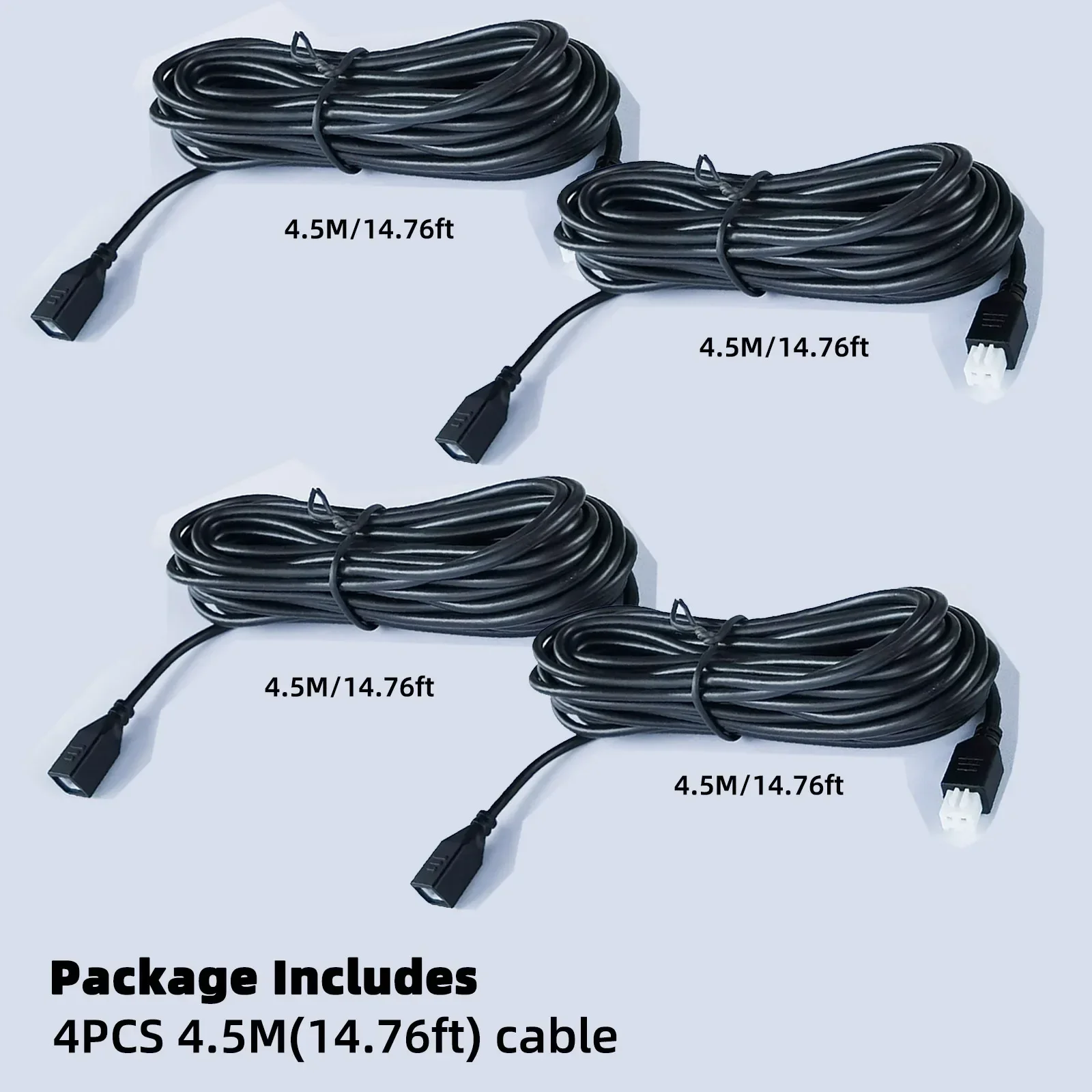 2-poliges Parksensoren-Verlängerungskabel, Parktronic-Kabel für Auto, Rückfahr-Parksensor, Backup-Radar, wasserdichte Verlängerung, 4 Stück Image