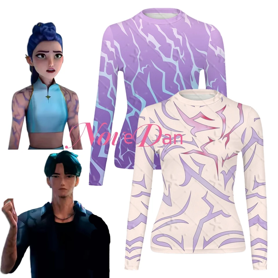 Dämon Hunter KPop Rumi Jinu Cosplay Tattoo Top Kostüm Kind Frauen Männer Verkleidung Teufel Tattoo Shirt Unterwäsche Outfit Halloween Anzug Image