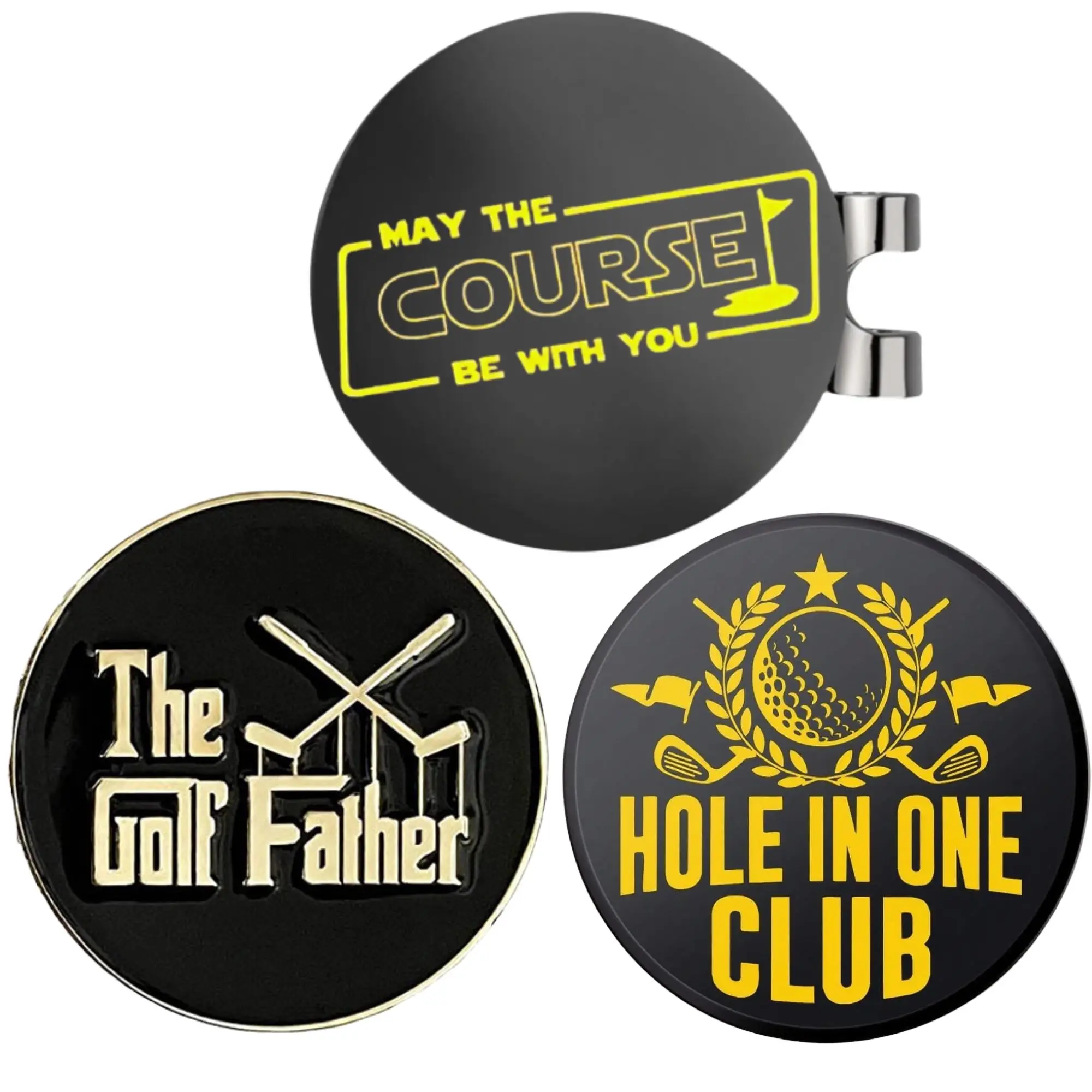 3 pcs Golf Hub Design Golf Ball Markers Hat Clip 3Pack Choose Your Golf Gift Set Golf Marker Magnetic Hat Clips Funny Golf Gifts