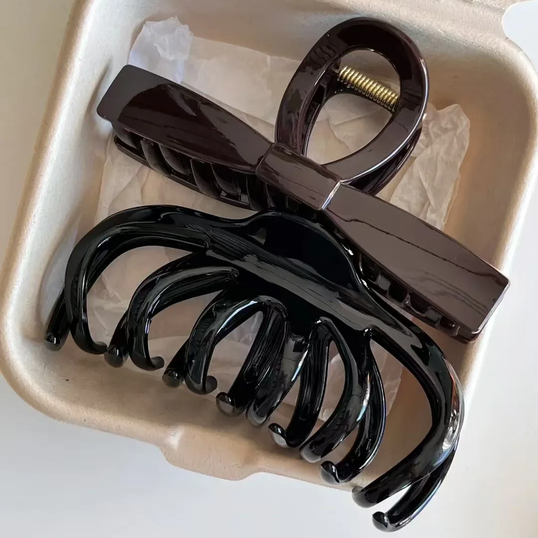 2Pcs Vintage Große Schwarze Schleife Kürbis Haar Clip Klaue frauen Neue Heißer Verkauf Der Saison Shark Clamp frisur Herbst Winter Kopfbedeckungen