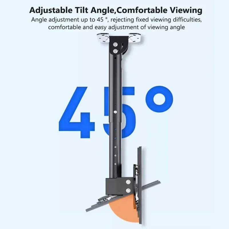 Decken-TV-Halterung, voll bewegliche TV-Halterung, drehbar, neigbar, höhenverstellbar, hängende TV-Halterung für die meisten 32–75 Zoll flachen, gebogenen Fernseher/Monitore Image