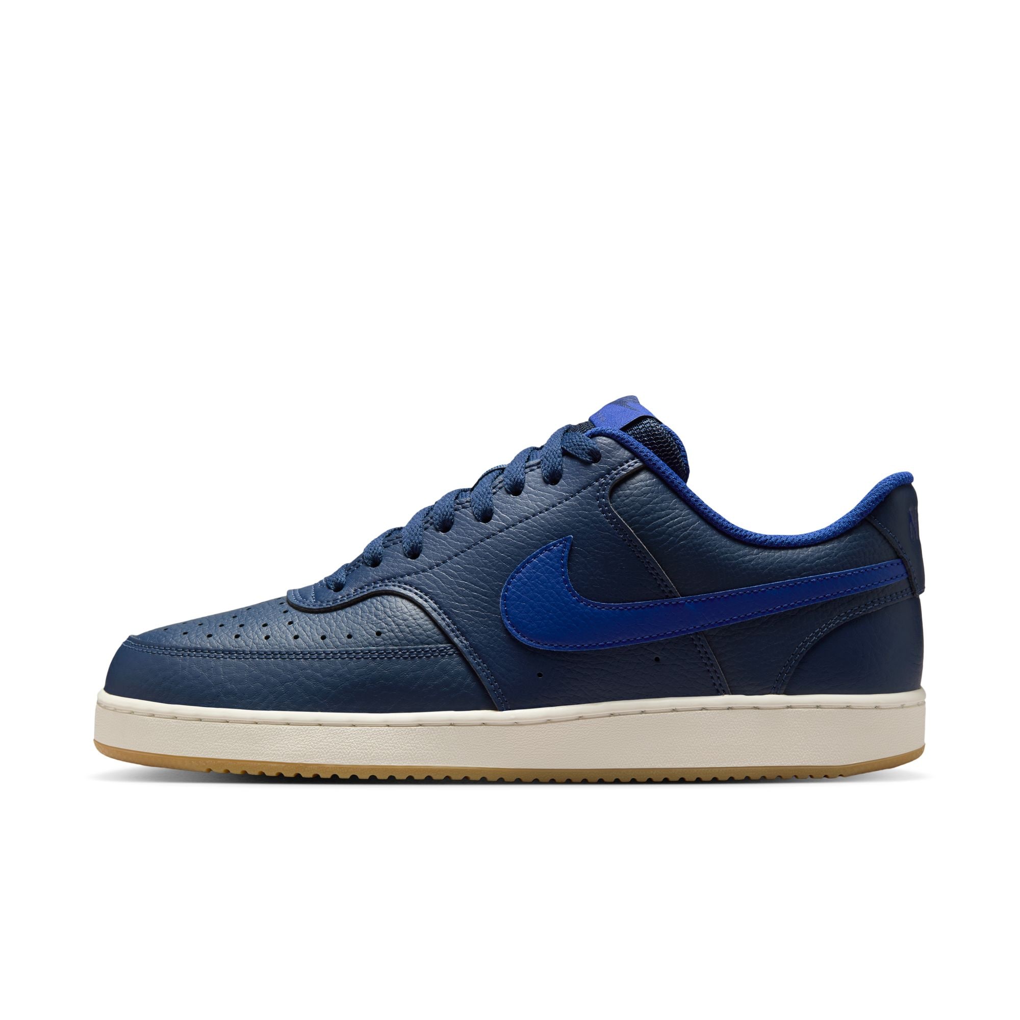 Sneaker NIKE SPORTSWEAR "NIKE COURT VISION LO", Herren, Gr. 46, midnight navy, deep royal blau, sail, Leder, Synthetik, Schuhe Sneaker
