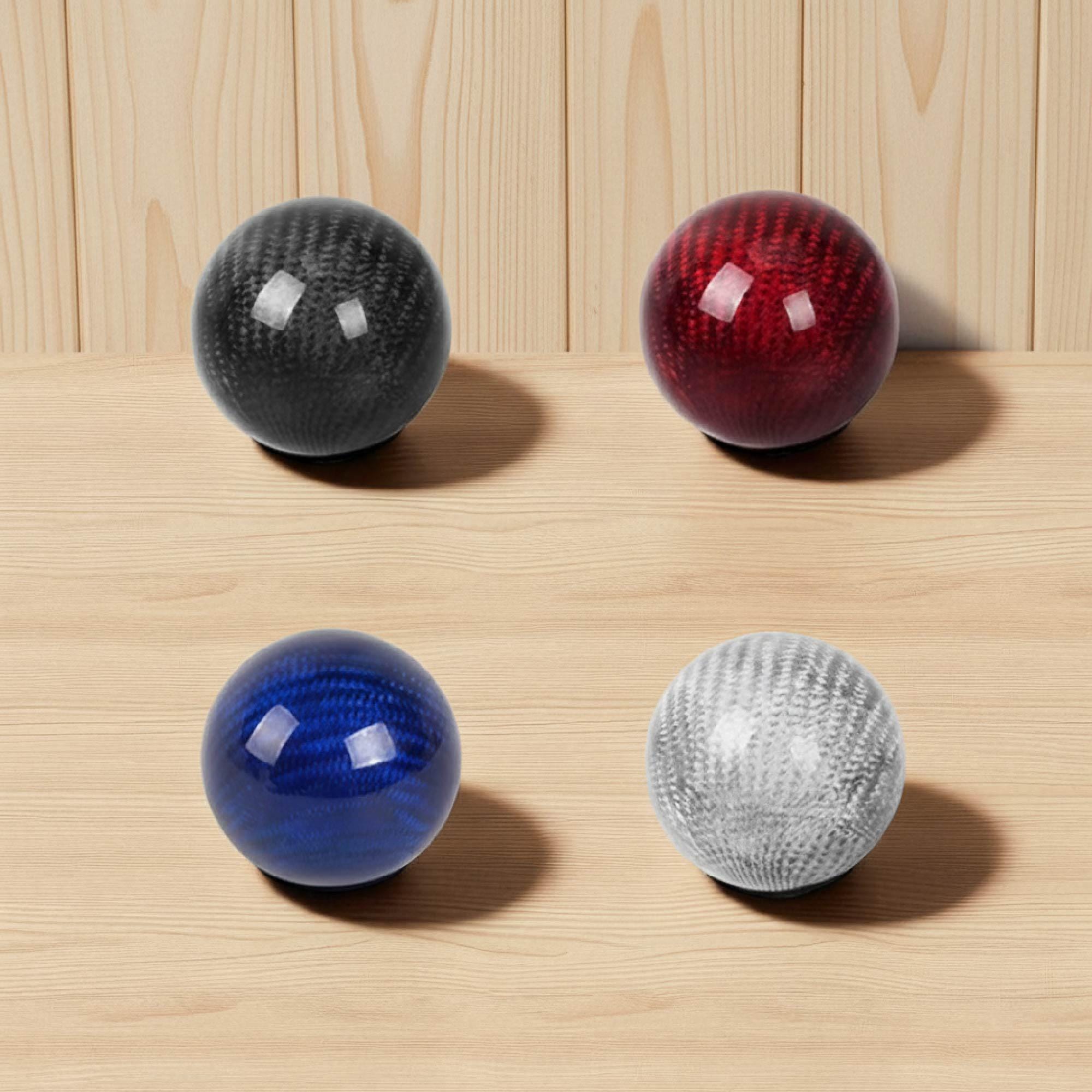 "Pomello del cambio in fibra di carbonio da 2\" - Leva del cambio rotonda JDM - Nero, Rosso, Blu, Argento - Pomello manuale per auto fatto a mano - Conf"