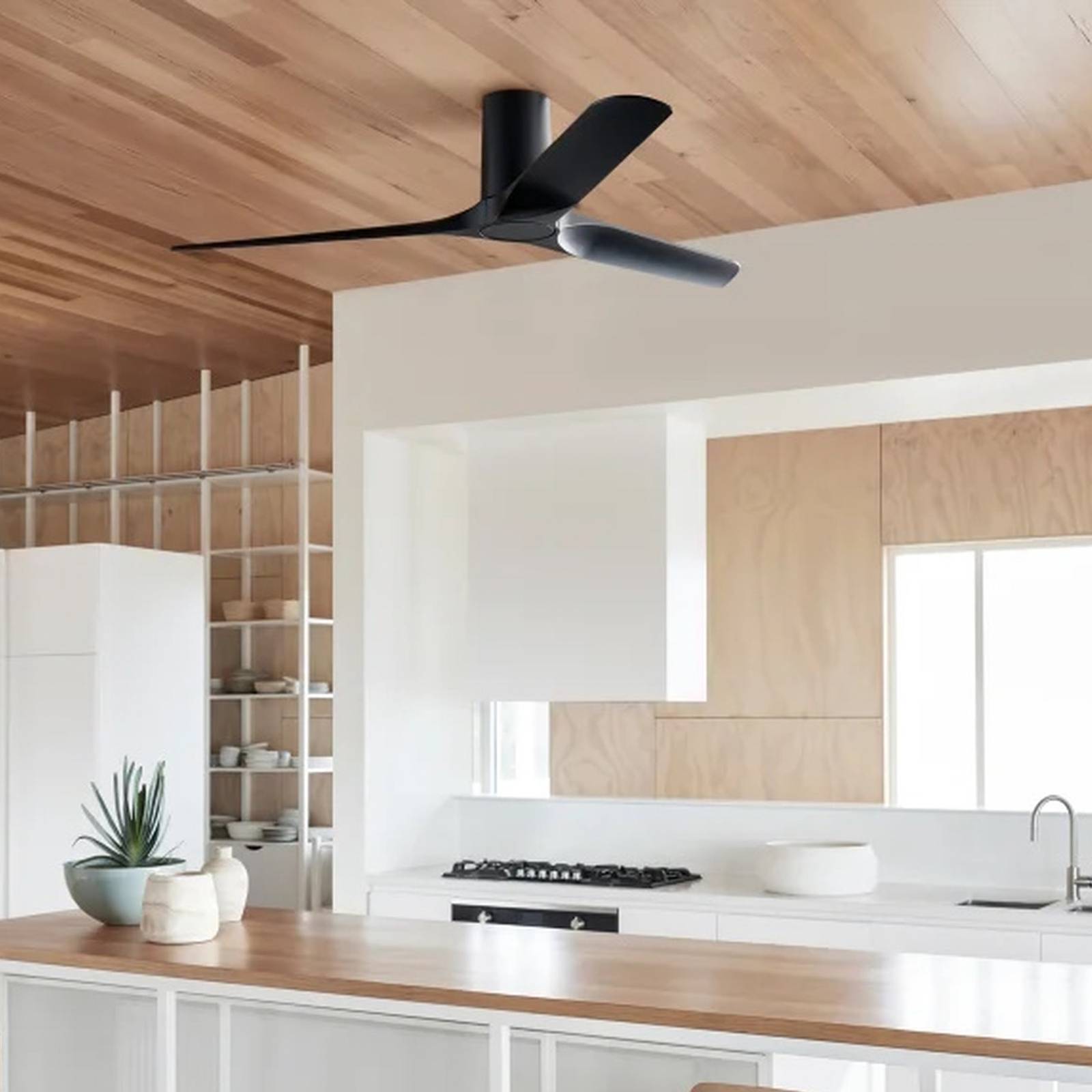 Beacon Lighting Deckenventilator Londo schwarz DC-Motor 132 cm leise, schwarz, für Wohn- / Esszimmer, Kunststoff, Modern