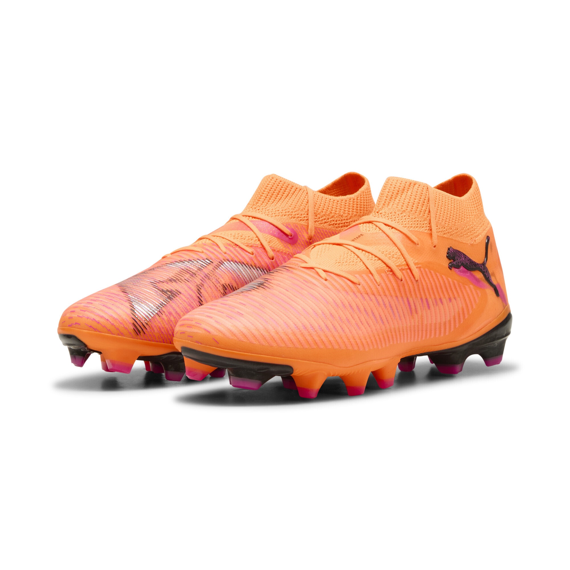 Fußballschuh PUMA "FUTURE 8 PRO FG/AG Fußballschuhe Damen", Damen, Gr. 39, heat fire schwarz ravish orange pink, Obermaterial: Synthetik, Textil; Futter: Synthetik, Textil; Innensohle: Textil; Laufsohle: Synthetik, Schuhe Fußballschuh