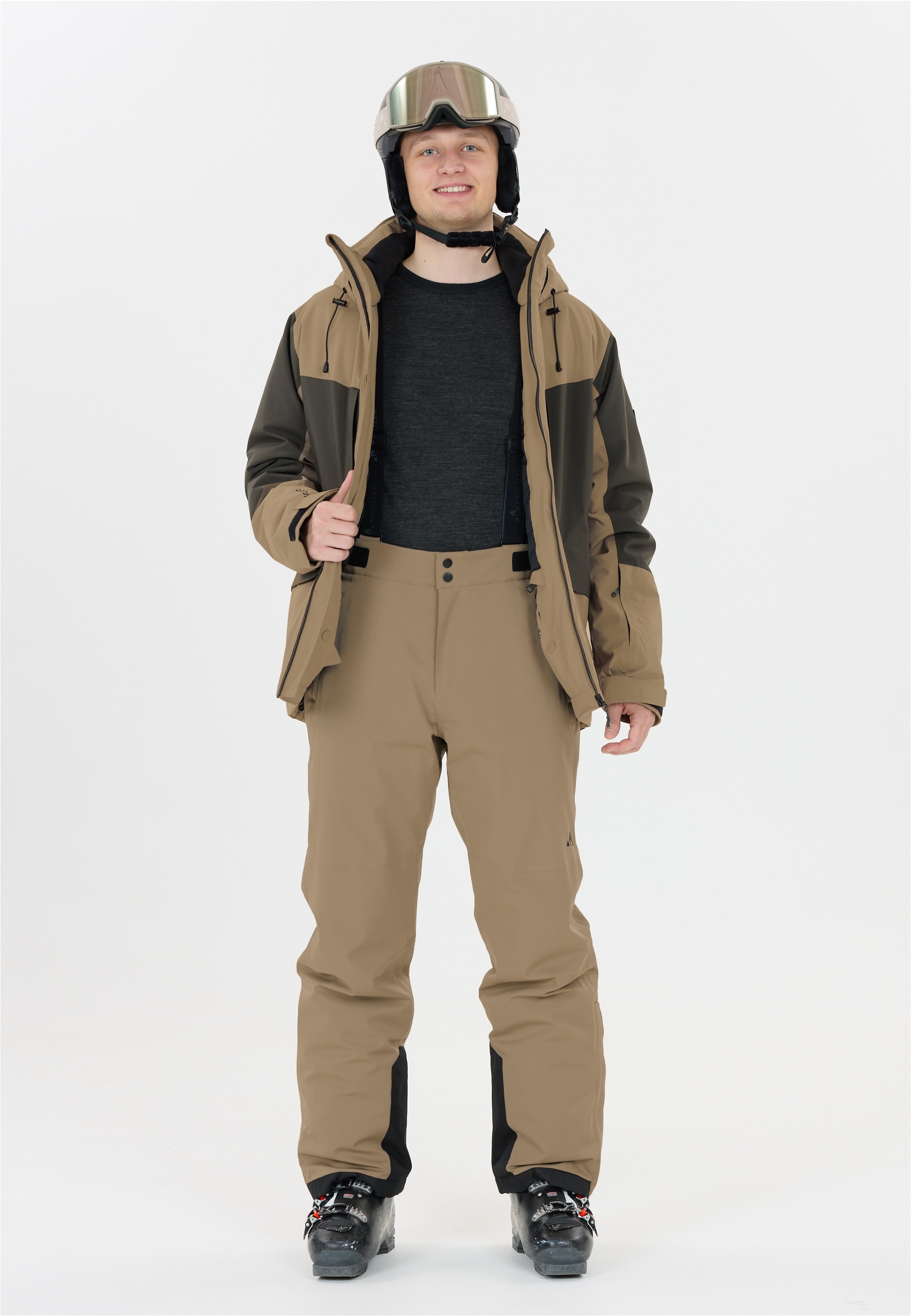 Skihose WHISTLER "Gippslang", Herren, Gr. M, US-Größen, braun, 94% Polyester, 6% Elasthan, mehrfarbig, lang, Hosen Skihose, mit wasserdichter 3-Lagen-Membran