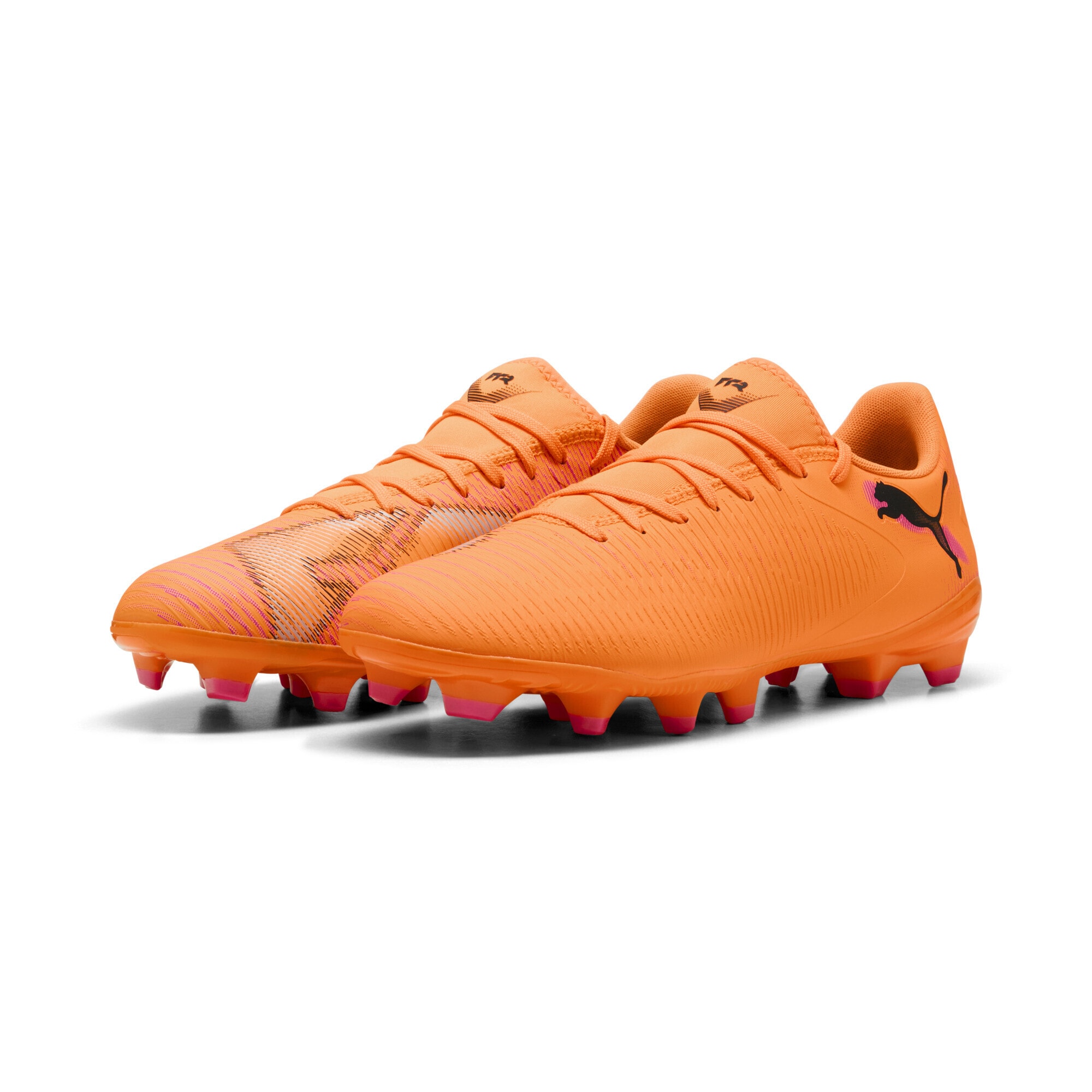 Fußballschuh PUMA "FUTURE 8 PLAY FG/AG Fußballschuhe Erwachsene", Herren, Gr. 41, heat fire schwarz ravish orange pink, Obermaterial: Synthetik; Futter: Textil; Innensohle: Textil; Laufsohle: Synthetik, Schuhe Fußballschuh