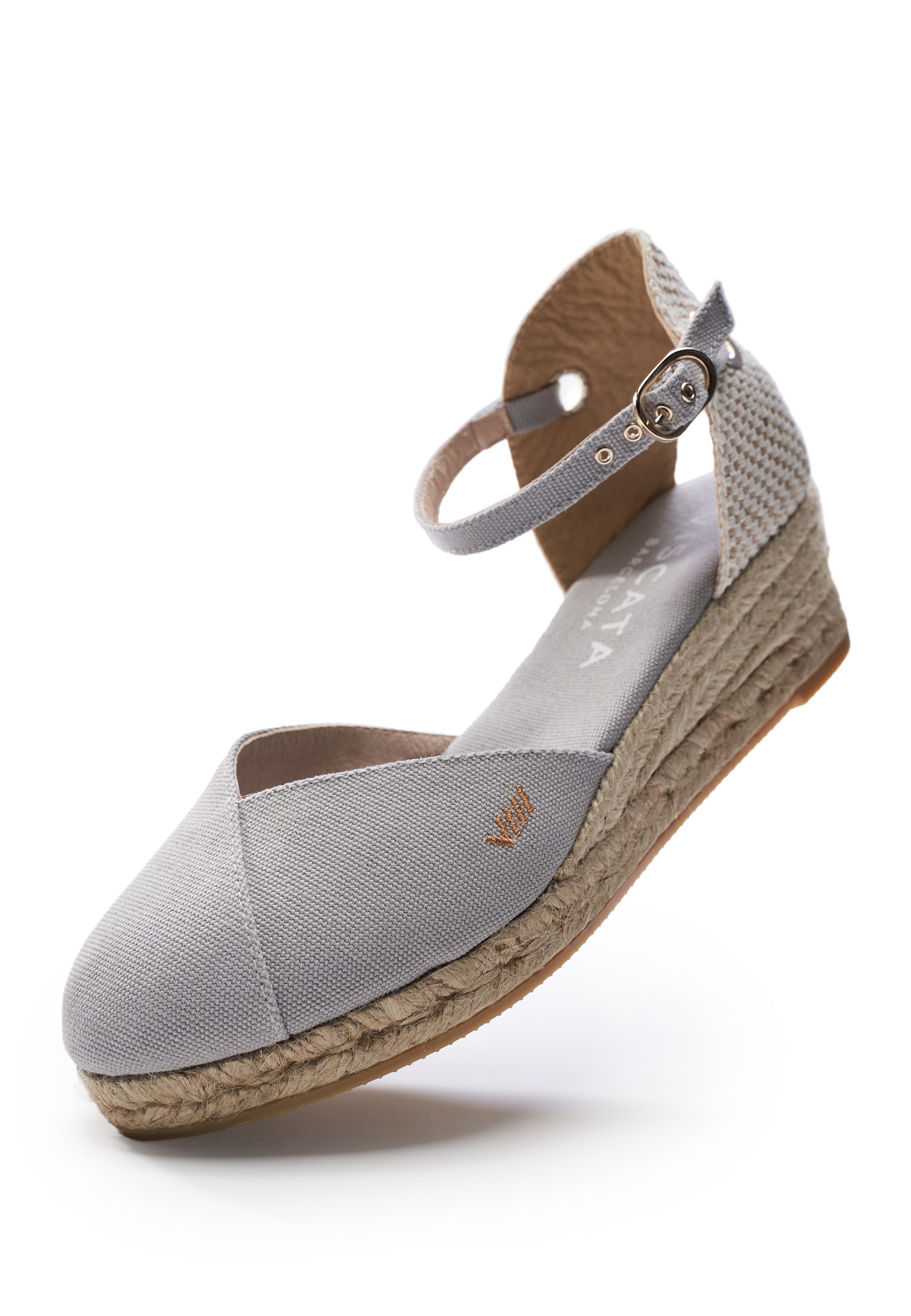 Espadrille VISCATA "Pubol", Damen, Gr. 40, grau, Textil, Schuhe Espadrille, mit schmalem Knöchelriemen