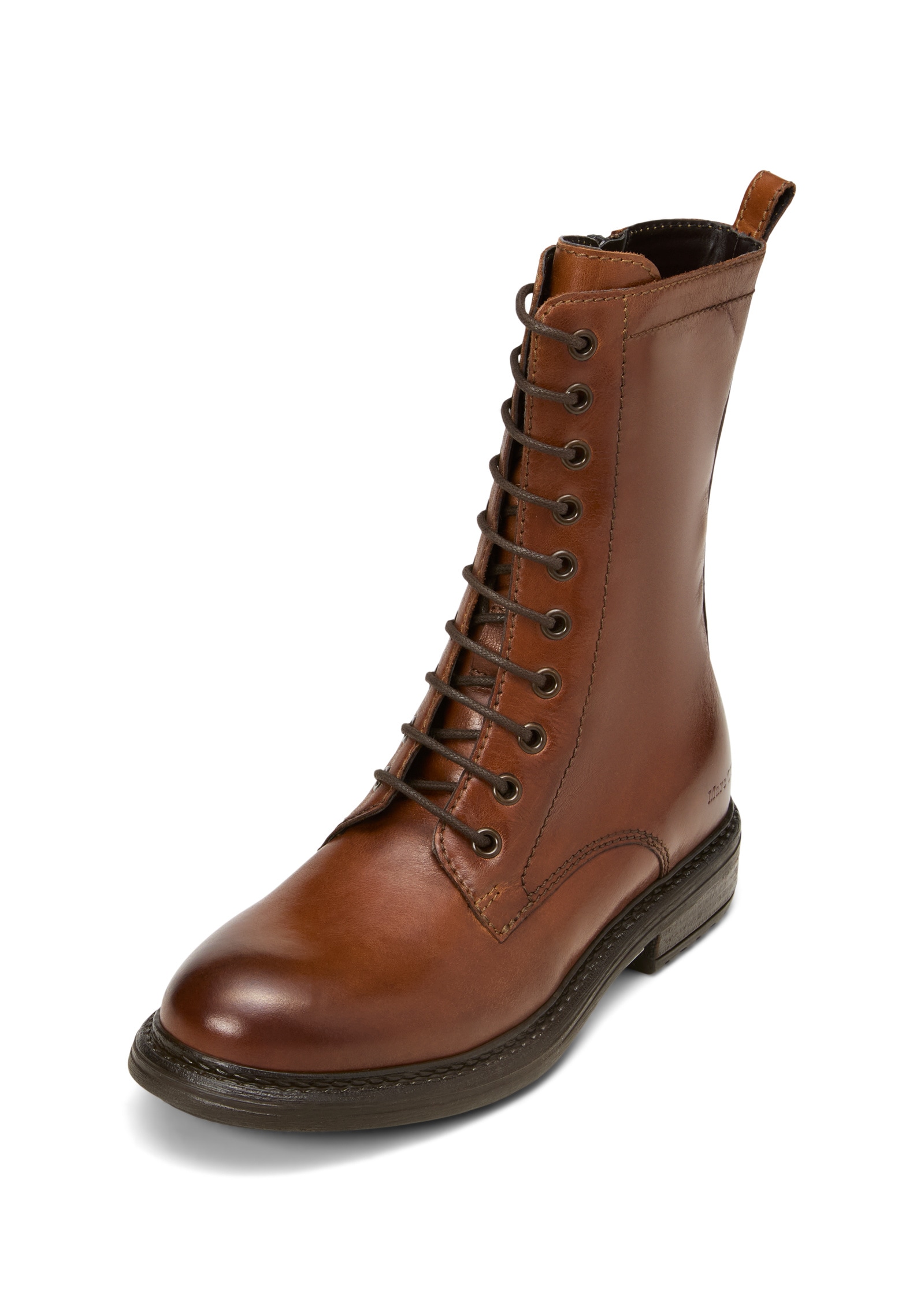 Stiefelette MARC O'POLO "mit praktischem Innenzipper", Damen, Gr. 41, braun (cognac), Obermaterial: 100% Leder (Rind), unifarben, Schuhe Stiefelette