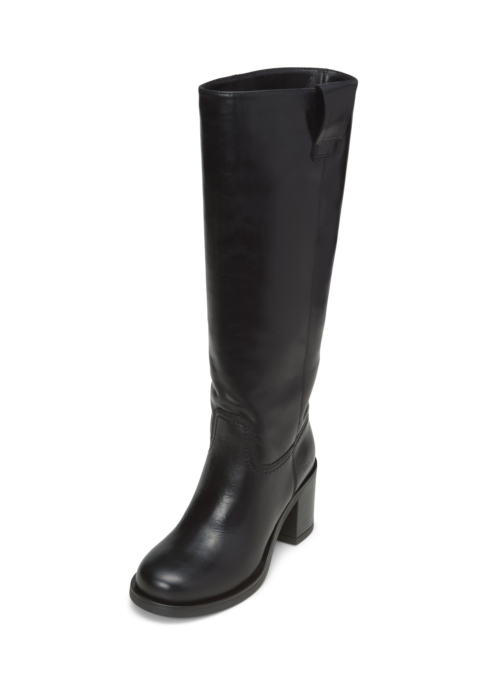 Stiefel MARC O'POLO "mit höherem Absatz", Damen, Gr. 38, schwarz, Obermaterial: 100% Leder (Rind), unifarben, Schuhe Stiefel