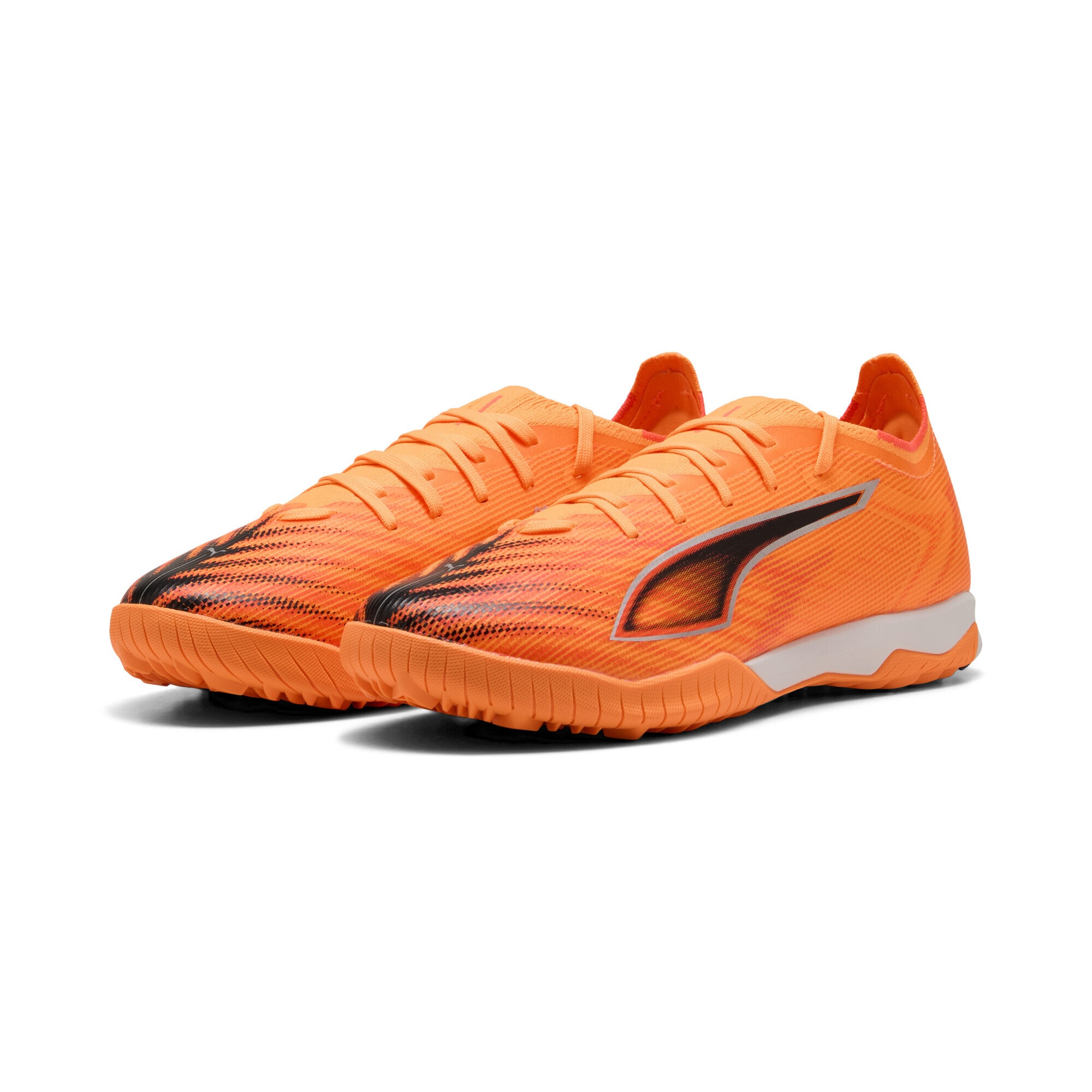 Fußballschuh PUMA "ULTRA 6 MATCH TT Fußballschuhe Erwachsene", Damen, Gr. 44, heat fire schwarz glowing rot orange, Obermaterial: Synthetik, Textil; Futter: Synthetik, Textil; Innensohle: Textil; Laufsohle: Gummi, Schuhe Fußballschuh