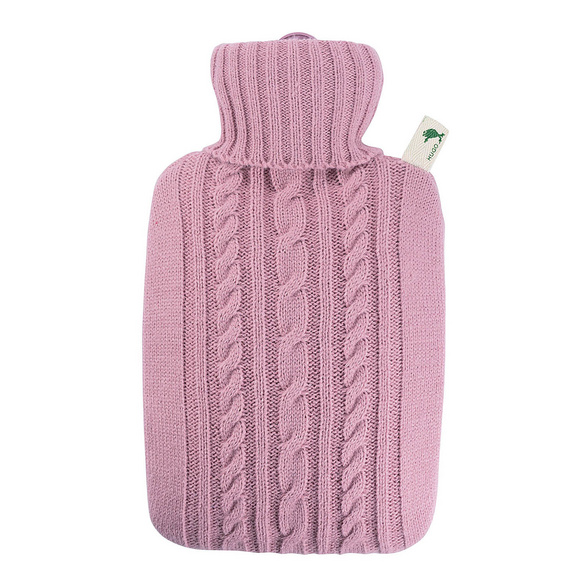Wärmflasche Klassik Strickbezug pastell-rosa HUGO FROSCH