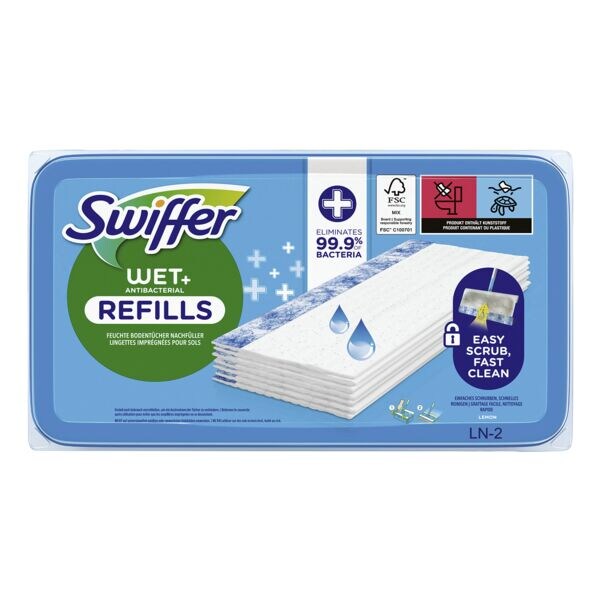 Swiffer Feuchte Bodentücher »Wet+ Antibakteriell« Nachfüllpack 20 Stück, 20.5 cm Image