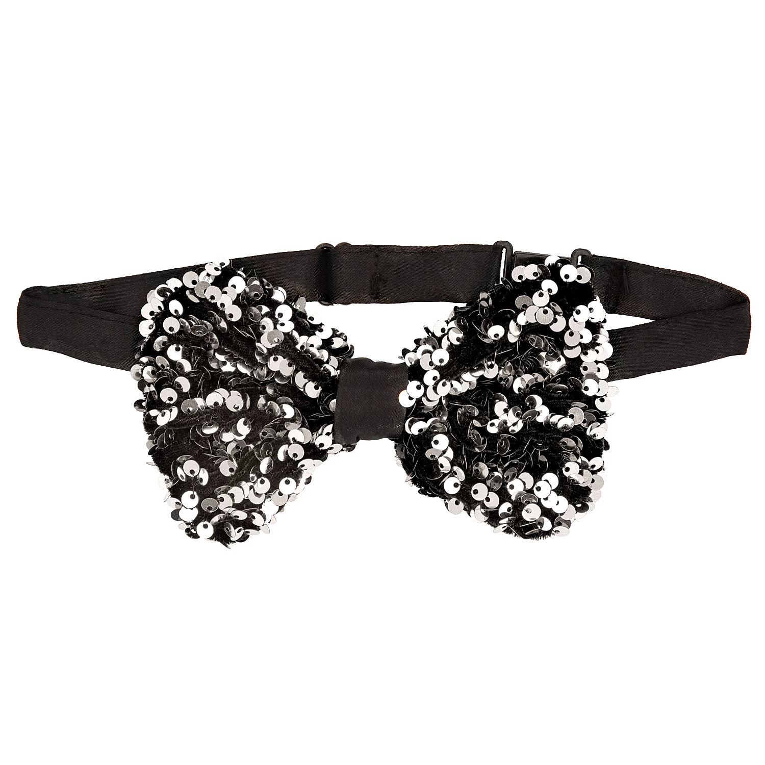 Nœud papillon "paillettes", argenté/noir