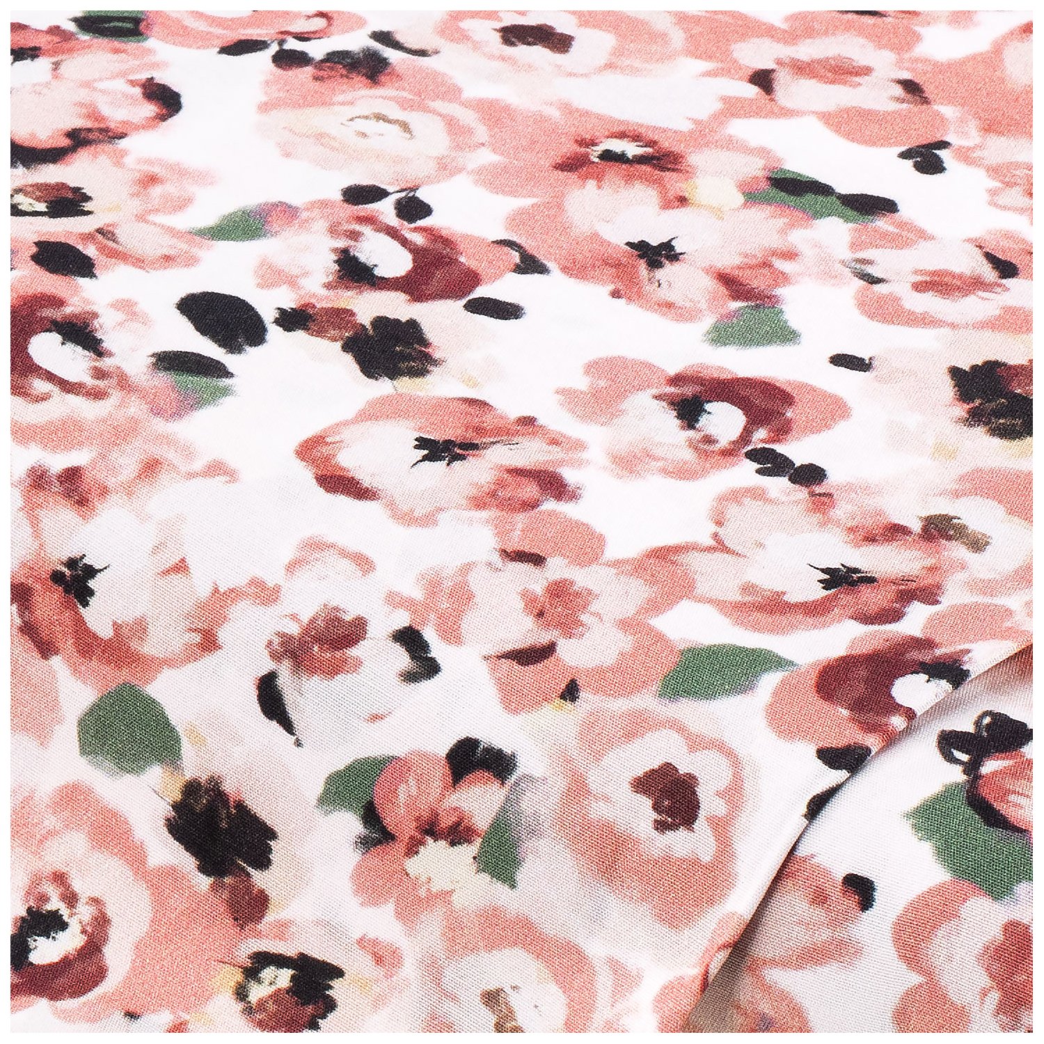 Viskose-Popeline Blumen mit Elasthan, rosé