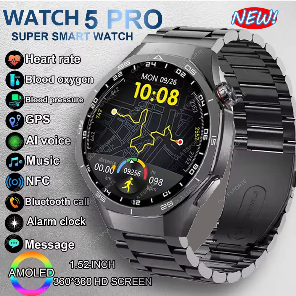 GT5 Pro Smart Uhr GPS Sport Uhr Männer Frauen AMOLED Touchscreen Bluetooth Anrufe Smartwatch Fitness Wasserdichte Armbanduhr
