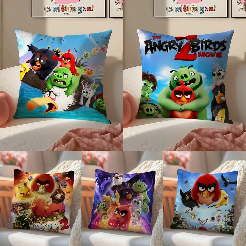 Beliebter Cartoon Crazy-A-Angry Birds-Game Kissenbezug, bequemes Schlafsofa, seidig, elegant, unsichtbarer Reißverschluss, dekorativer Kissenbezug Image