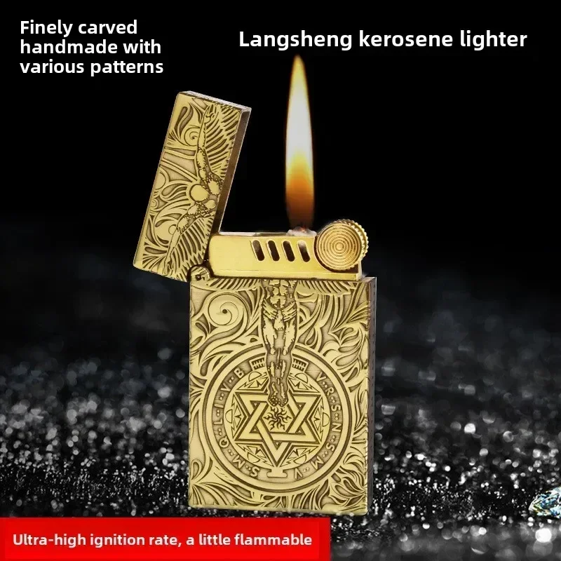 Zorro 552, lauter Klang, Messing kommt auf Feuerzeug, Panzerschild, Stahlklang, winddicht, Retro-Gravur, Feuerzeug, Herren-Gadgets Image