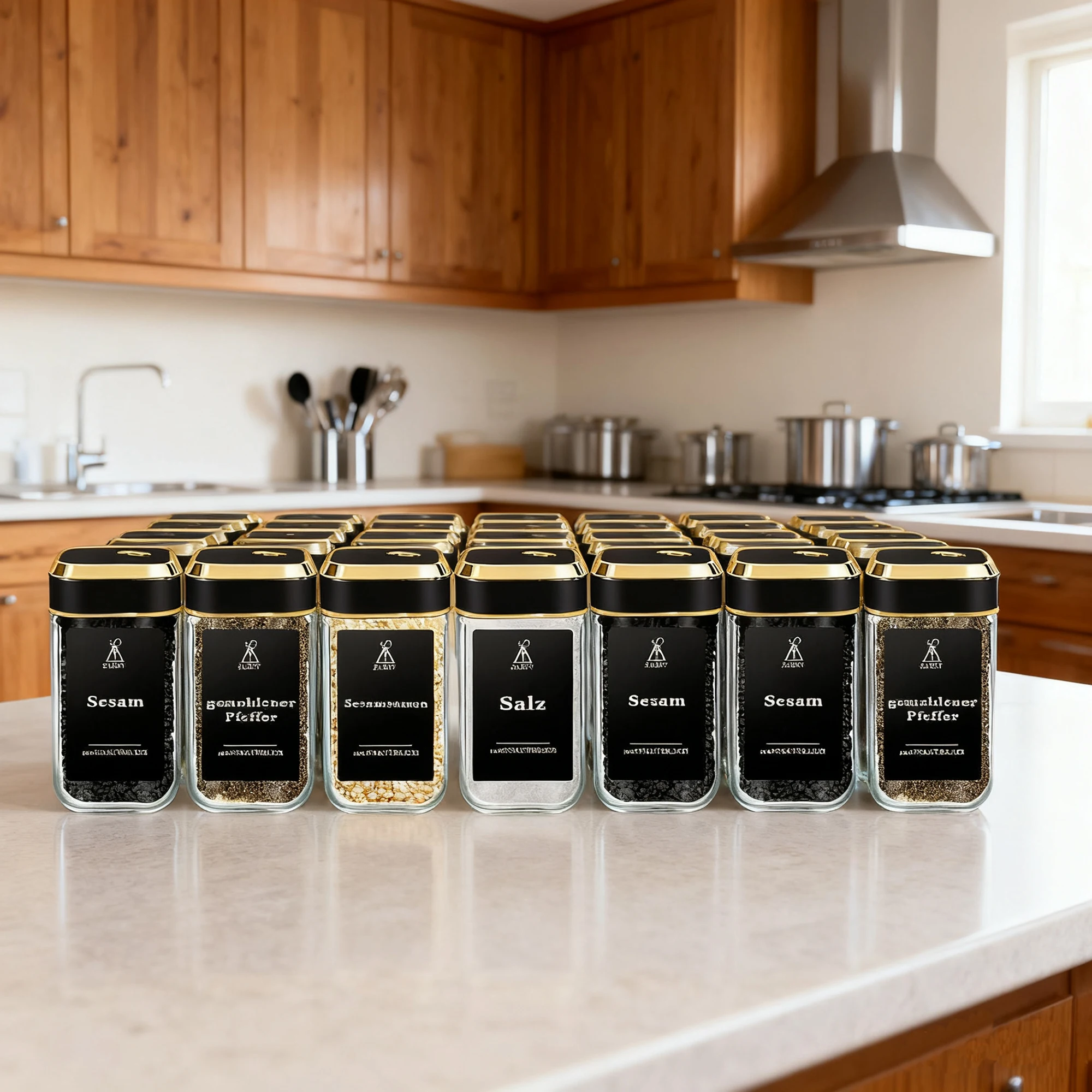 12/24-piece gold spice jar set, 120ml spice jar set, glass spice jars, for tidy spice storage