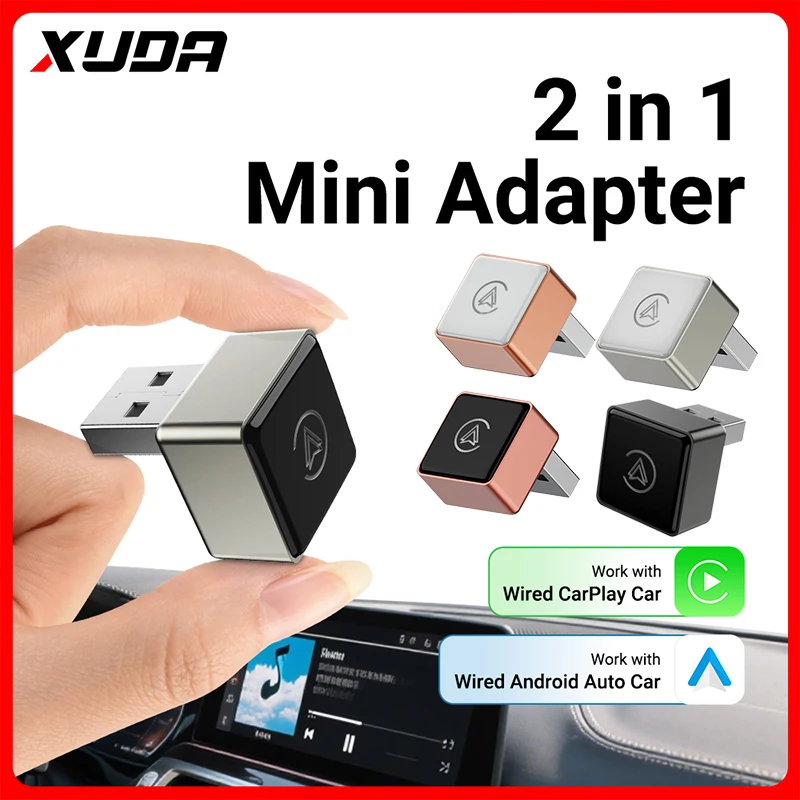 2025 NEUER Super-Mini-Adapter, verkabelt auf kabelloses CarPlay/Android Auto 2in1 Box 5 GHz WiFi5 für 99 % original verkabelte CarPlay/Auto-Autos Image