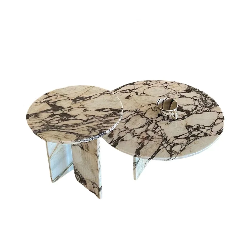 Runder Couchtisch aus Marmor für das Wohnzimmer im Haushalt, Ecktisch-Kombination