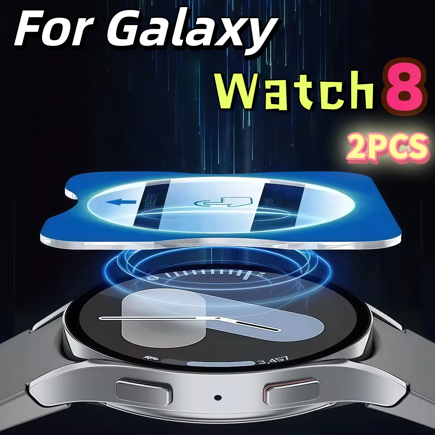 2 Stück Displayschutzfolie aus gehärtetem Glas für Galaxy Watch8Ultra 8 40 mm 44 mm Classic 46 mm, kratzfest, HD, klar, einfache Ausrichtung Image