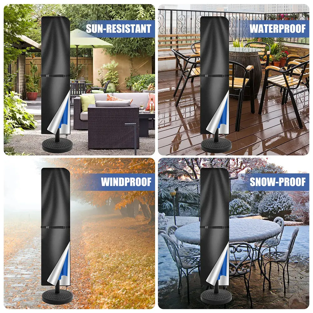 Sonnenschirm-Sonnenschirm-Abdeckung, wasserdichter Outdoor-Regenschirm-Abdeckung mit Reißverschluss, freitragender Sonnenschirm-Regenschutz für Outdoor-Regenschirme Image