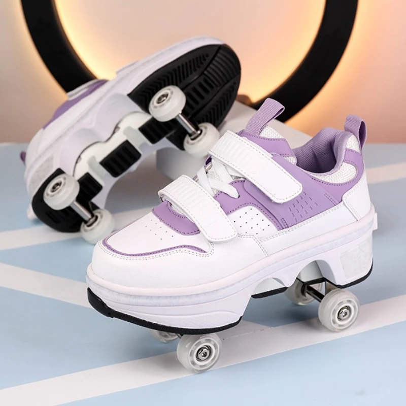 NEUE Kinder Räder Schuhe Student Outdoor Roller Turnschuhe Skates Erwachsene Runaway Parkour Verformung Schuhe Frauen Männer Casual Schuh