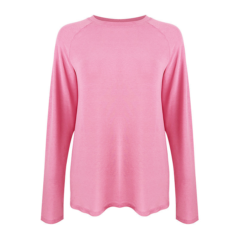 Women's Workout Shirt Yoga Top Crew Neck Breathable Long Sleeve Sports Solid Color Top For Gym Running Fitness Activewear