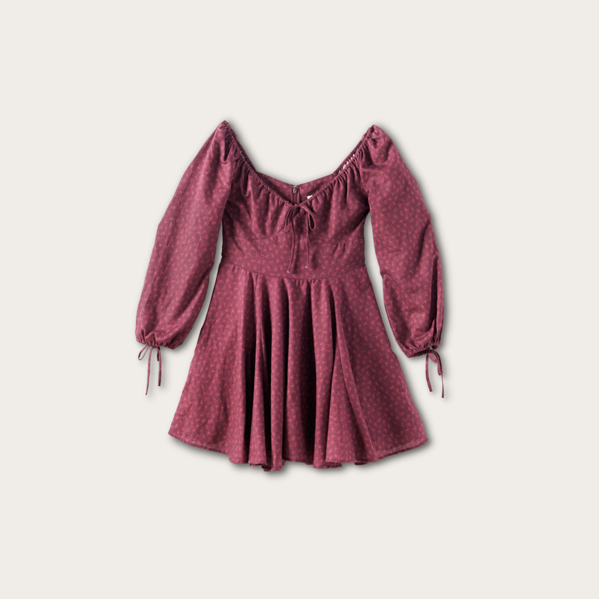 Tecovas Women's Long Sleeve Mini Dress, Burgundy Floral, Cotton Blend, Size 2XL