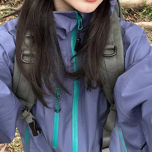 Herren Kapuzenjacke Jacke mit durchgehendem Reißverschluss Mit Taschen Langarm Oberteil Athleisure Herbst Winter Einfarbig Wasserdicht Winddicht Wandern Outdoor Laufen Sportbekleidung Sportkleidung Image