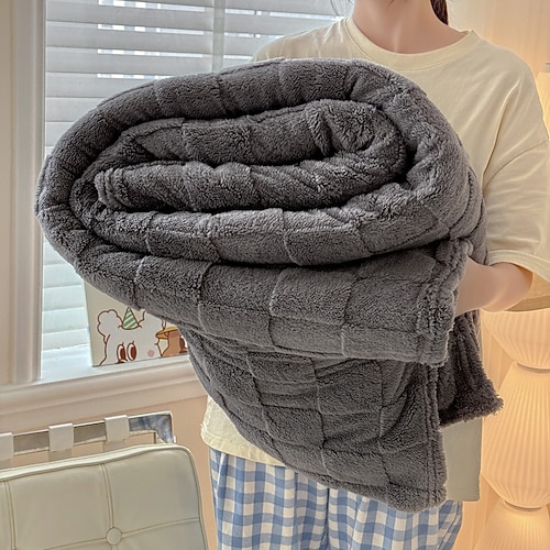 weiche Taft-Fleecedecke, dicker, warmer Überwurf aus Milchsamt für Sofa, Bett oder Nickerchen im Büro, einfarbige Plüschdecke für alle Jahreszeiten Image