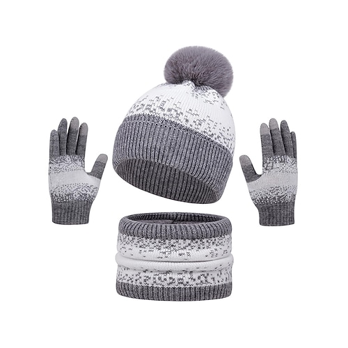 Weihnachts-Set aus Strickmütze, Handschuhen und Schal für Damen, Touchscreen-kompatible Handschuhe, mehrere Farben, gemütliche Winteraccessoires für die Weihnachtszeit Image