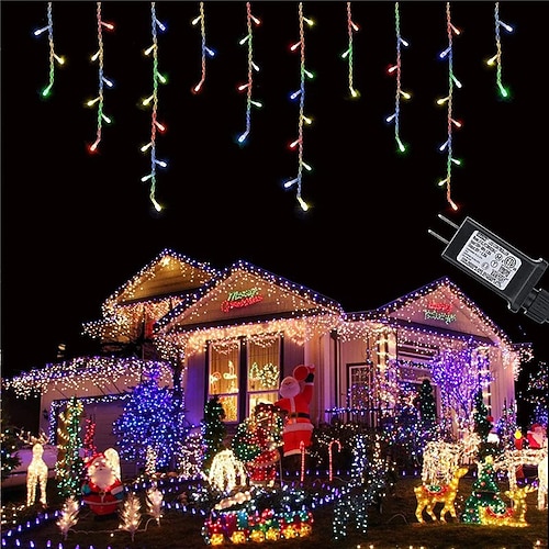 LED Eiszapfenlichter 10M 5M hängende Vorhang Feenlichter 216Leds 500Leds flexible Urlaubslichterkette für Innen Außen Party Höhlen Fluren Vorhänge Beleuchtung Image