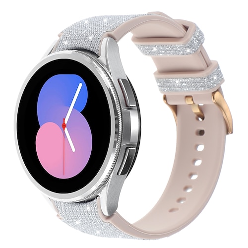 Uhrenarmband für Samsung Galaxy Watch 7/6/5/4 40/44mm, Watch 5 Pro 45mm, Watch 6 Classic 43/47mm, Watch 4 Classic 42/46mm Silikon Ersatz Gurt Glitzer Niedlich Verstellbar Moderne Schnalle Dekorative Image