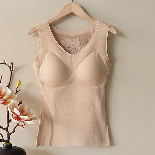 Damen Baselayer-Weste Thermische Unterwäsche V-Ausschnitt Weich Warm Ärmellos Sport Einfarbig Oberteil Für Fitnessstudio Laufen Fitness Sportkleidung Image