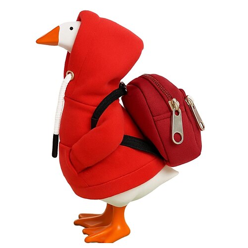 7 Zoll Tisch Gans Outfits Rote Kapuzenpullover Tisch Gans Zubehör Mini Veranda Gans Kostüm Magnetische Gans Statue Schlüsselhalter Kleidung für Tischdekoration Weihnachtsgeschenk Image
